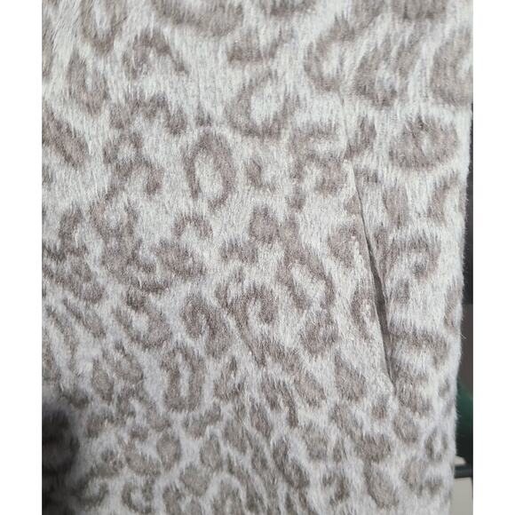 Cinzia Rocca Icon Gray Leopard Slant Pockets Crossover Collar Coat US 18  0 - Picture 13 of 15